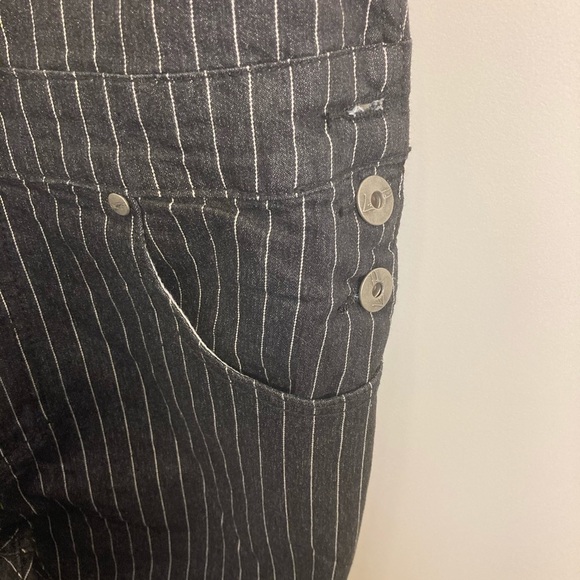 LIQUOR  N POKER Sz M Pinstripe Denim Jeans Overalls - Picture 4 of 9